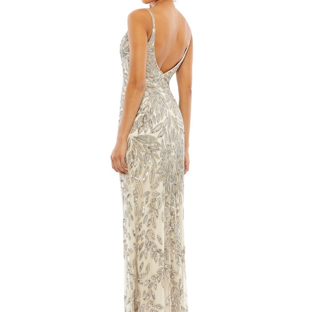 Mac Duggal Silver Sequin Backless Gown